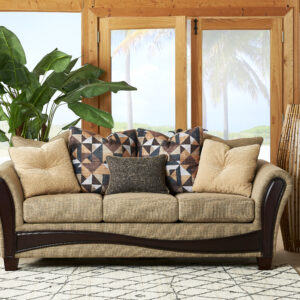 traditional sofa with wooden features